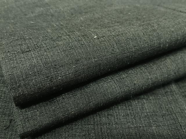 平和屋着物●男性　紬　アンサンブル　色無地　藍墨茶色　正絹　逸品　AABA5033np
