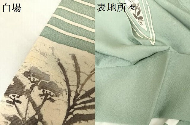 平和屋着物●訪問着 草花シルエット 正絹 逸品 AABA5048np