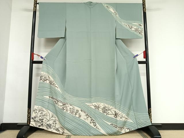 平和屋着物●訪問着 草花シルエット 正絹 逸品 AABA5048np