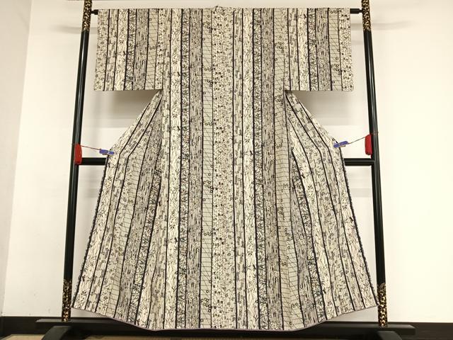 平和屋着物●上質な小紋 型染め 花間道 正絹 逸品 AABA5051np