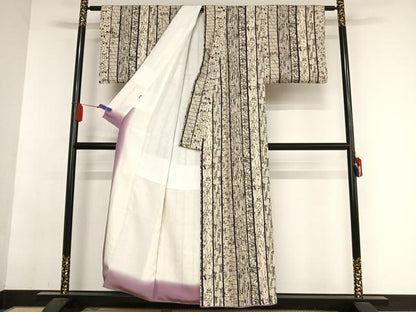 平和屋着物●上質な小紋 型染め 花間道 正絹 逸品 AABA5051np