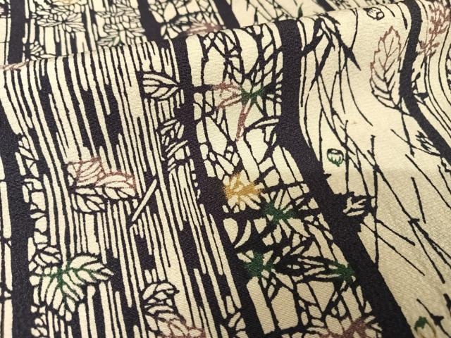 平和屋着物●上質な小紋 型染め 花間道 正絹 逸品 AABA5051np