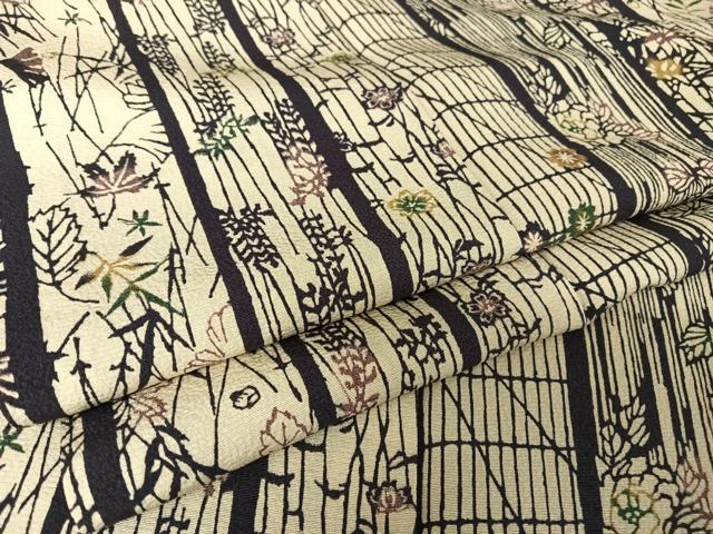 平和屋着物●上質な小紋 型染め 花間道 正絹 逸品 AABA5051np