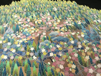 平和屋着物●本加賀友禅作家 高野富夫 黒留袖 樹林風景飛鳥文 ロング丈 正絹 逸品 AABA5058np
