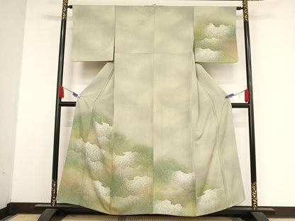 平和屋着物●訪問着　霞文　暈し染め　正絹　逸品　AABA5072np