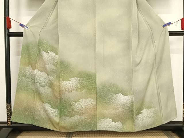 平和屋着物●訪問着　霞文　暈し染め　正絹　逸品　AABA5072np