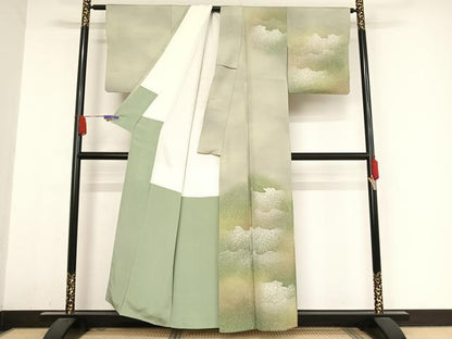 平和屋着物●訪問着　霞文　暈し染め　正絹　逸品　AABA5072np