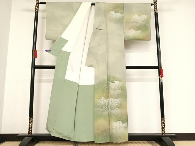 平和屋着物●訪問着　霞文　暈し染め　正絹　逸品　AABA5072np