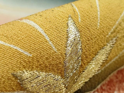 平和屋着物■豪華黒留袖　刺繍　枝松文　暈し染め　金彩　正絹　逸品　AABA5156gw