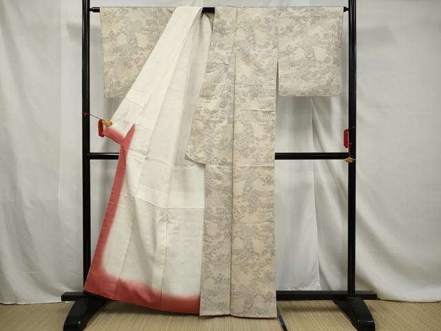 平和屋着物■上質な紬　風景花文　正絹　逸品　AABA5197gw