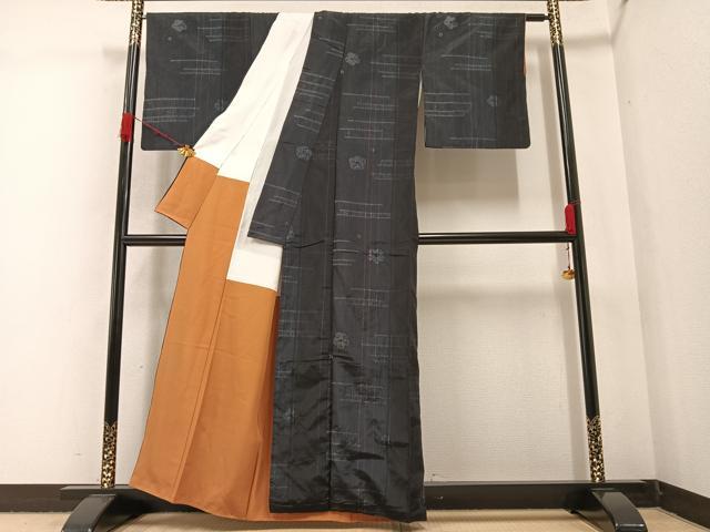 平和屋着物●上質な紬 絞り 梅 正絹 逸品 AABA5203ph