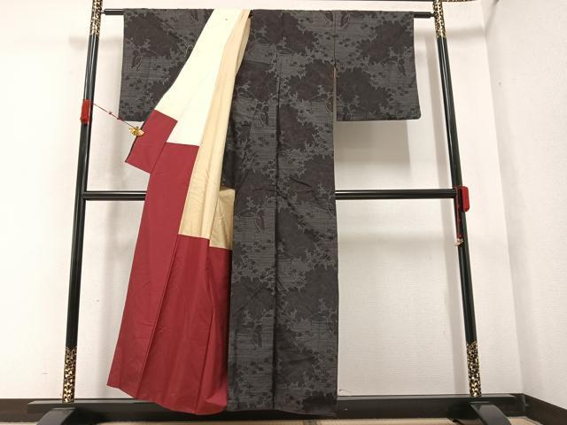 平和屋着物●本場大島紬 花蝶文 正絹 逸品 AABA5204ph