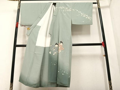 平和屋着物●男性　十日町友禅作家　関口遼一　訪問着　童子　暈し染め　正絹　逸品　AABA5216ph