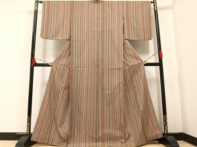 平和屋着物●お召 間道 正絹 逸品 AABA5217ph