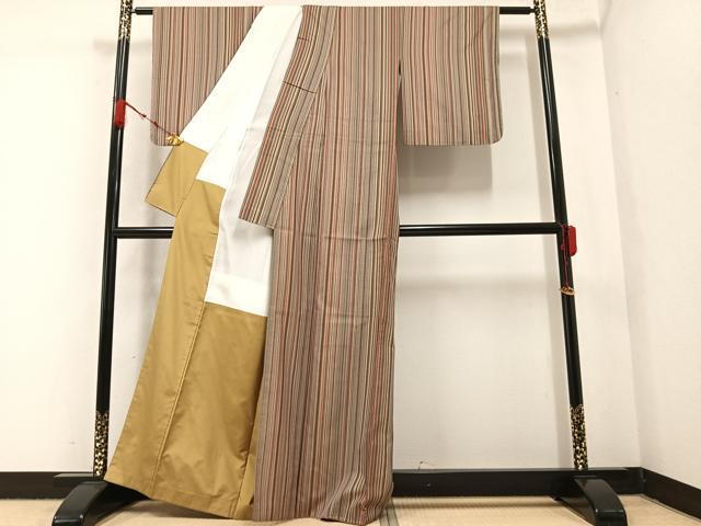 平和屋着物●お召 間道 正絹 逸品 AABA5217ph