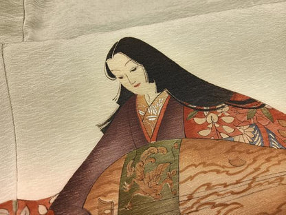 平和屋着物●友禅師・京の名工・伝統工芸士・樽本伊勢蔵 訪問着 女人楽器 暈し染め 金銀彩 浜ちりめん 反端付き 正絹 逸品 AABA5230ph