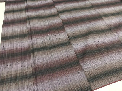 平和屋着物●上質な紬　横段文　正絹　逸品　AABA5251ph