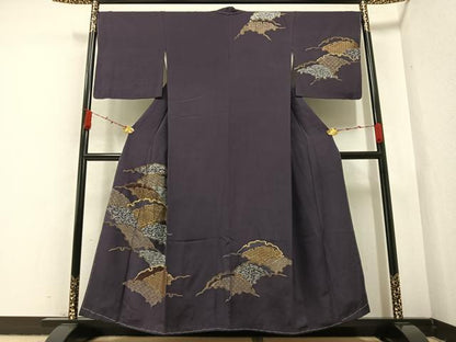 平和屋着物●訪問着　駒刺繍　雪輪花文　金銀彩　正絹　逸品　未使用　AABA5276ph