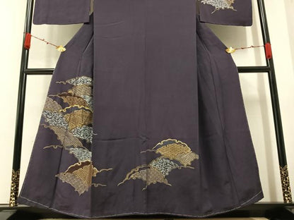 平和屋着物●訪問着　駒刺繍　雪輪花文　金銀彩　正絹　逸品　未使用　AABA5276ph