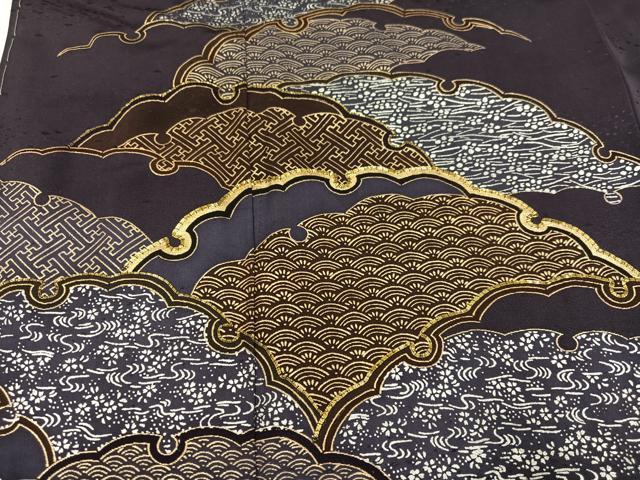 平和屋着物●訪問着　駒刺繍　雪輪花文　金銀彩　正絹　逸品　未使用　AABA5276ph
