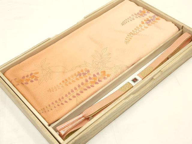 平和屋着物●和装小物　帯締め・帯揚げセット　高麗組 綾出し　枝花文　暈し染め　金糸　金彩　逸品　未使用　AABA5281ay
