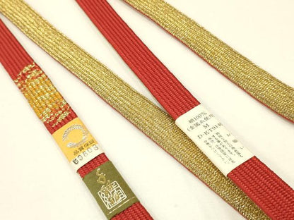 平和屋着物●和装小物 上質な帯締め 高麗組 綾出し 金糸 箱付き 正絹 逸品 未使用 AABA5298ay