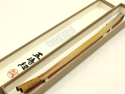 平和屋着物●無形文化財 江戸組紐 五嶋紐 帯締め 暈し 金糸 正絹 逸品 新品 AABA5328ay