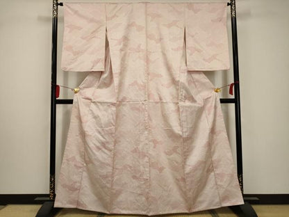 平和屋着物▽お召 単衣 雲文 正絹 逸品 AABA5453sx