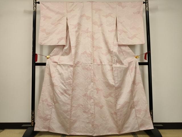平和屋着物▽お召 単衣 雲文 正絹 逸品 AABA5453sx