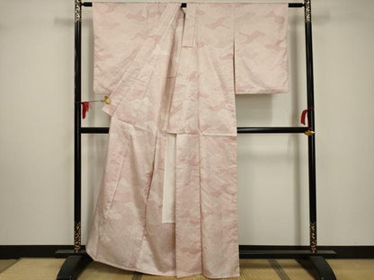 平和屋着物▽お召 単衣 雲文 正絹 逸品 AABA5453sx