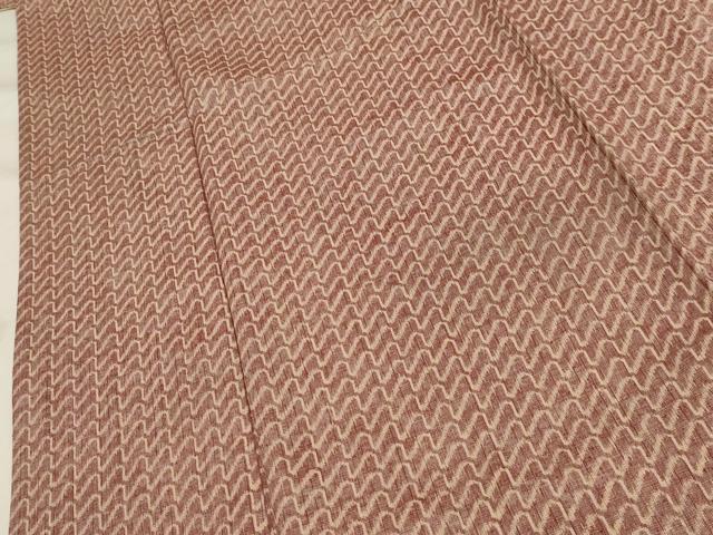 平和屋着物▽上質な紬 単衣 幾何学文様 正絹 逸品 AABA5457sx