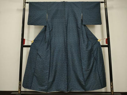 平和屋着物■上質な紬　幾何学文様　正絹　逸品　AABA5459sx