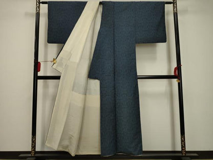 平和屋着物■上質な紬　幾何学文様　正絹　逸品　AABA5459sx