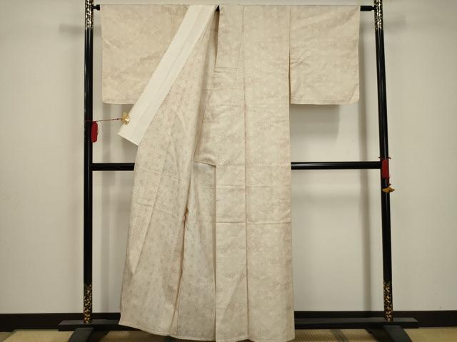 平和屋着物▽上質な紬 単衣 麻の葉文様 正絹 逸品 AABA5483sx