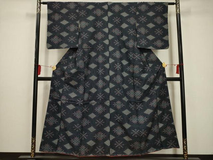平和屋着物■お召　花菱文　正絹　逸品　AABA5484sx