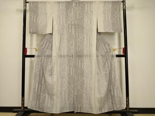 平和屋着物＊夏物 小紋 絽 花唐草文 正絹 逸品 AABA5518sx