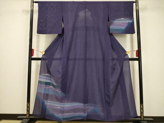 平和屋着物＊夏物　訪問着　絽　風景文　暈し染め　正絹　逸品　AABA5519sx