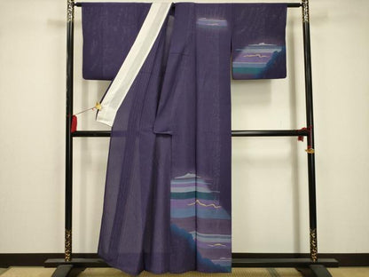 平和屋着物＊夏物　訪問着　絽　風景文　暈し染め　正絹　逸品　AABA5519sx
