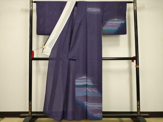 平和屋着物＊夏物　訪問着　絽　風景文　暈し染め　正絹　逸品　AABA5519sx