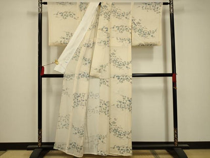 平和屋着物＊夏物 小紋 絽 草花文 正絹 逸品 AABA5524sx