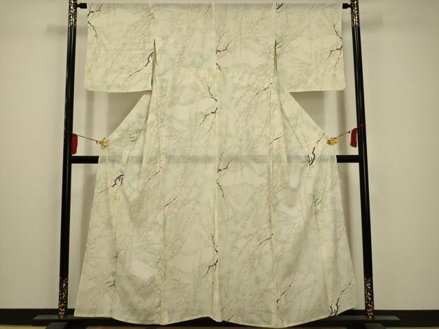 平和屋着物＊夏物 小紋 絽 枝花文 正絹 逸品 AABA5526sx