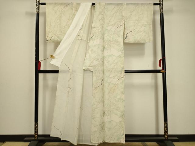 平和屋着物＊夏物 小紋 絽 枝花文 正絹 逸品 AABA5526sx