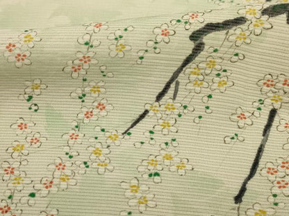 平和屋着物＊夏物 小紋 絽 枝花文 正絹 逸品 AABA5526sx