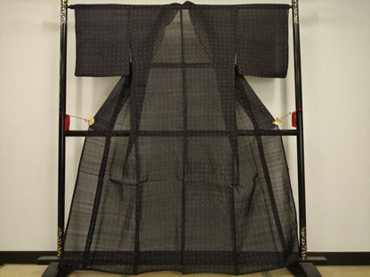 平和屋着物＊夏物 本場大島紬 夏大島 紗 幾何学文様 正絹 逸品 AABA5527sx