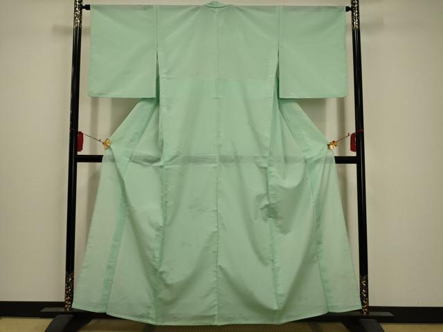 平和屋着物＊夏物 色無地 縦絽 花筏紋紗 錆青磁色 正絹 逸品 AABA5529sx