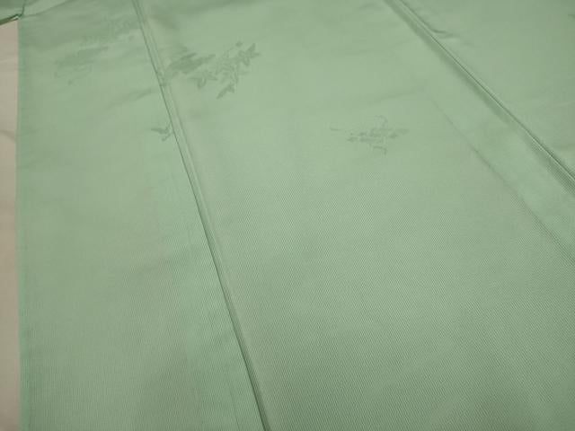 平和屋着物＊夏物 色無地 縦絽 花筏紋紗 錆青磁色 正絹 逸品 AABA5529sx