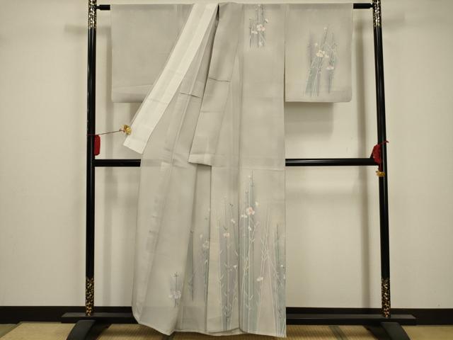 平和屋着物＊夏物 訪問着 絽 草花文 暈し染め 正絹 逸品 AABA5531sx