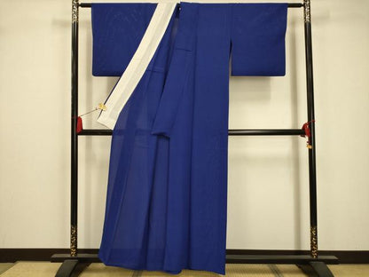 平和屋着物＊夏物 色無地 絽 瑠璃紺色 正絹 逸品 AABA5532sx