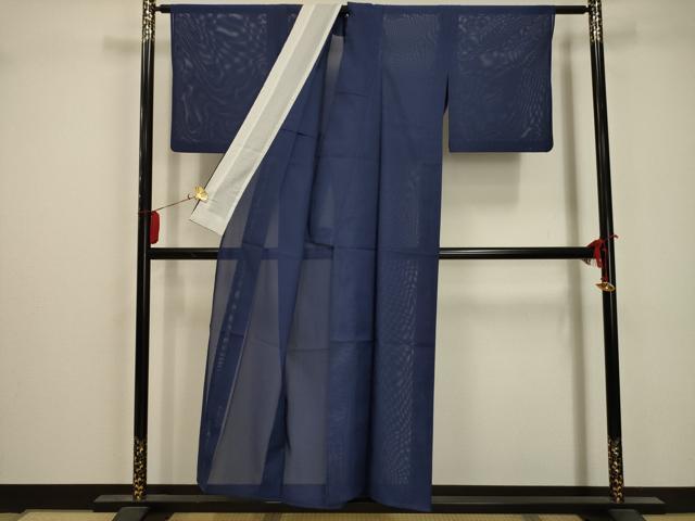 平和屋着物＊夏物 色無地 絽 深縹色 洗える着物 AABA5533sx