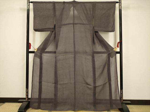 平和屋着物＊夏物 絹芭蕉 小紋 紗 菱文 正絹 逸品 AABA5536sx